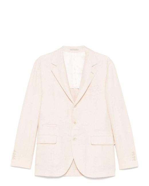 Brunello Cucinelli Natural Wool Blend Single-Breasted Jacket for men