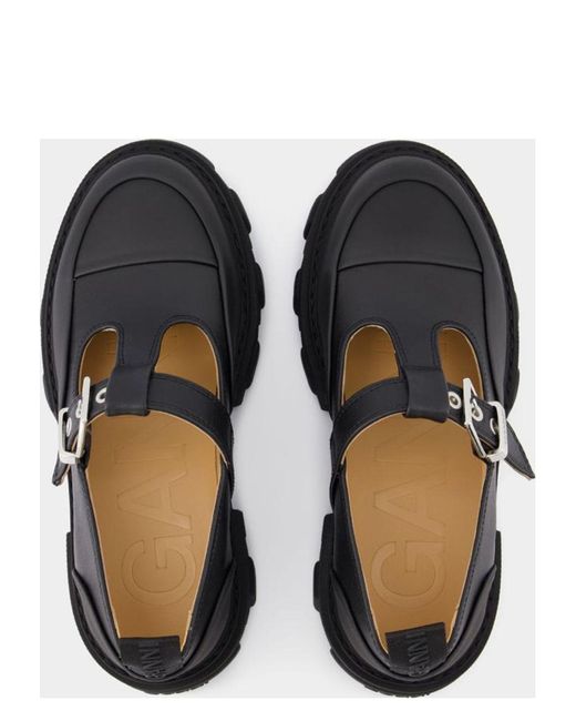 Ganni White Cleated Mary Jane Loafers