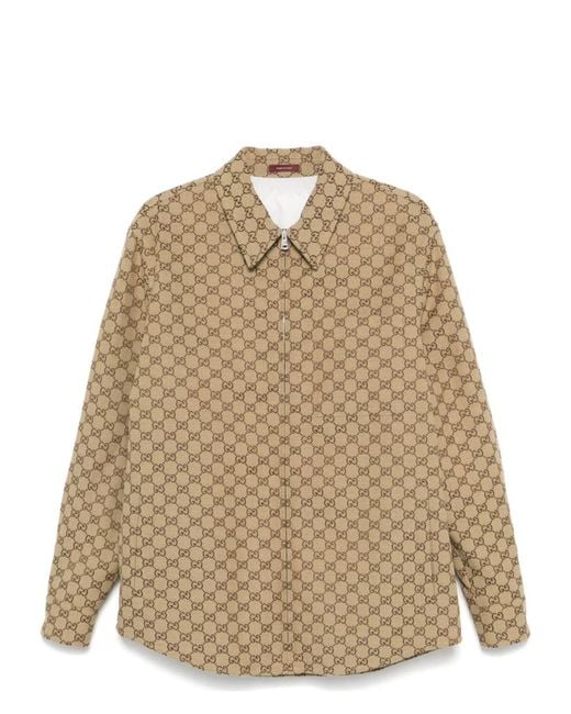 Gucci Natural Gg Supreme Canvas Overshirt for men