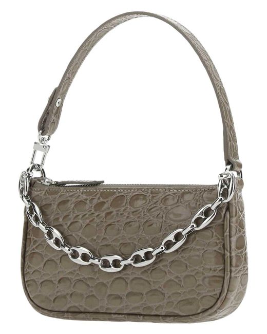 By Far Metallic Dove Leather Mini Rachel Handbag