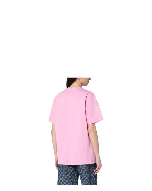 Gucci Pink Logo Cotton T-Shirt