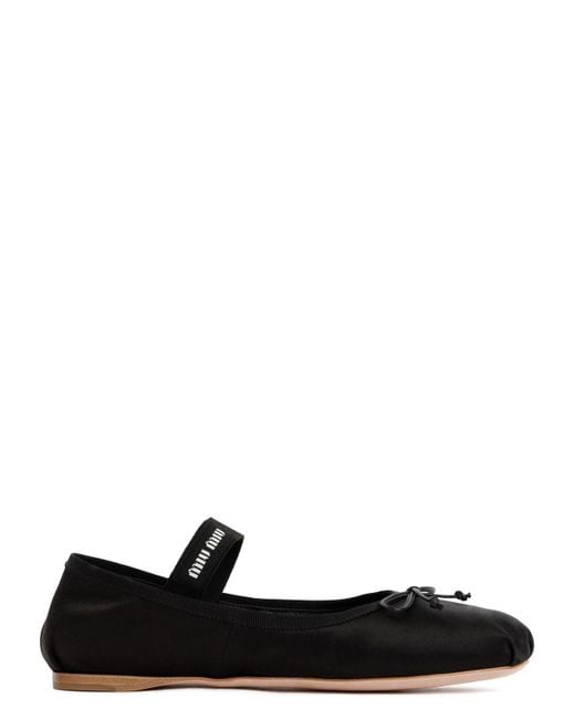 Miu Miu White Satin Ballerinas