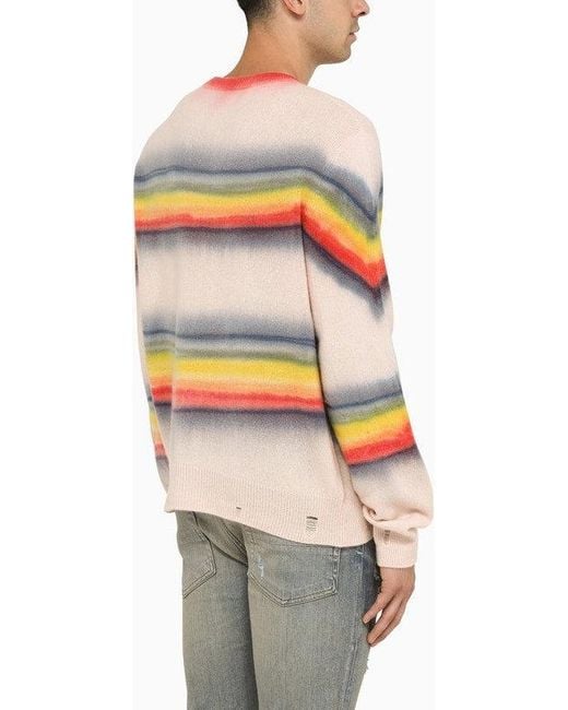Amiri Multicoloured Striped Crew Neck Jumper Sweater for Men Lyst UK
