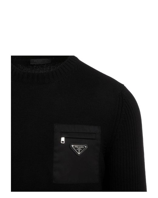 Prada Black Wool Sweater for men