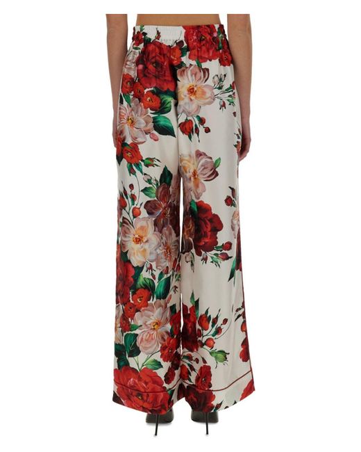 Dolce & Gabbana Red Rose Print Pajama Pants