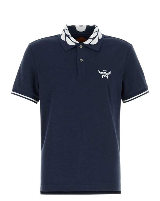 MCM Blue Stretch Piquet Polo Shirt for men