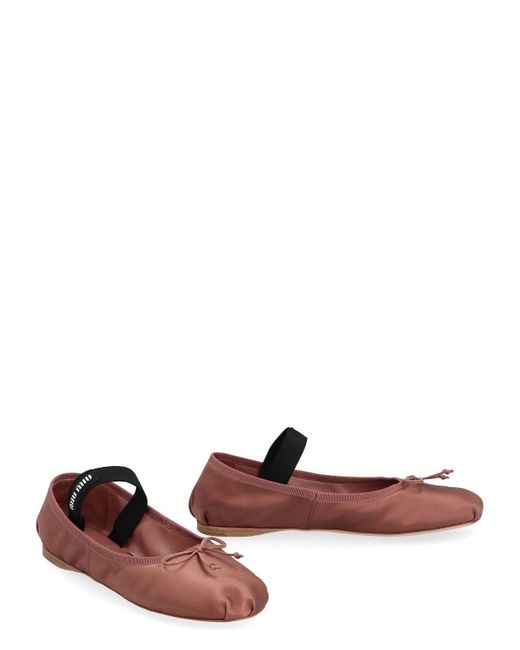 Miu Miu White Satin Ballet Flats