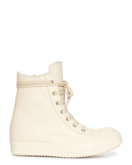 Rick Owens Natural Leather High Sneakers