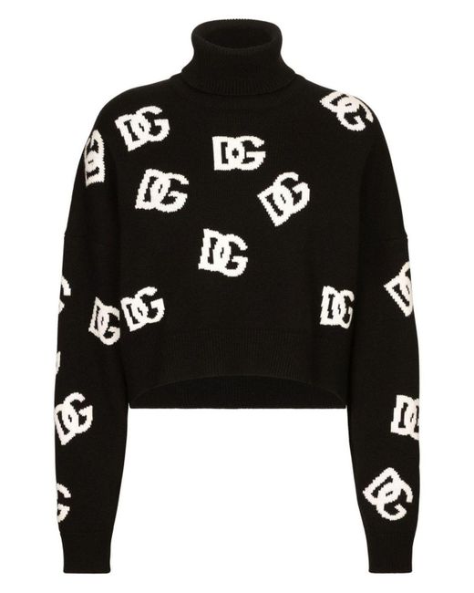 Dolce & Gabbana Black Turtleneck Sweater With Dg Inlay