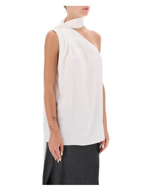 Stella McCartney White Cream Asymmetric Viscose Top