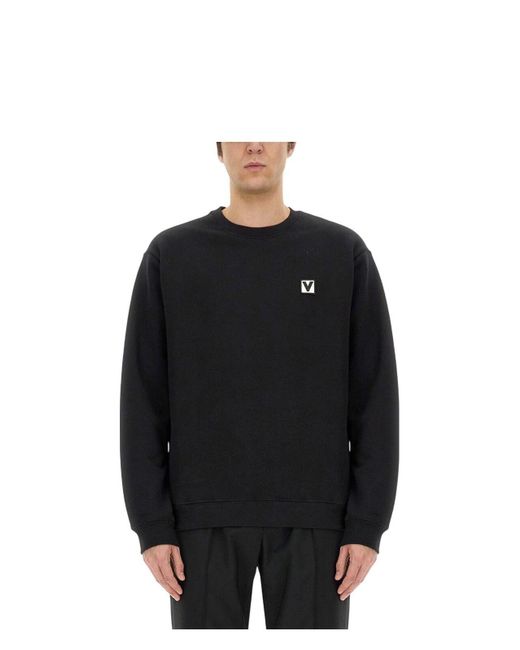 Valentino Black Cotton Crewneck Sweatshirt With Chezpatch for men