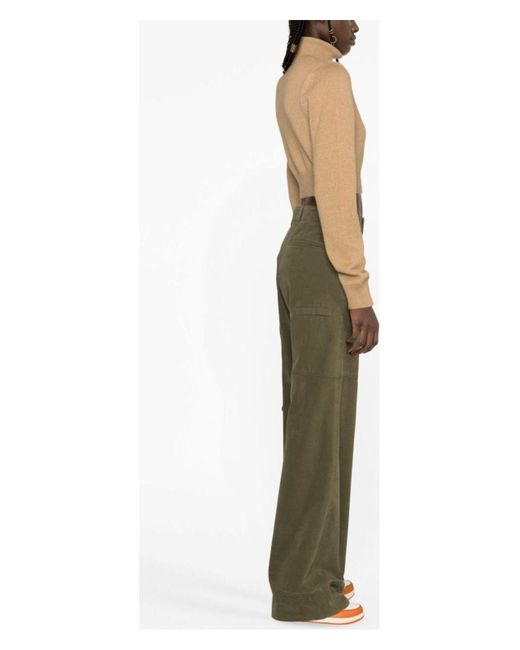 Palm Angels Natural Cropped High Neck Sweater