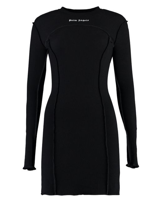 Palm Angels Black Jersey Mini Dress