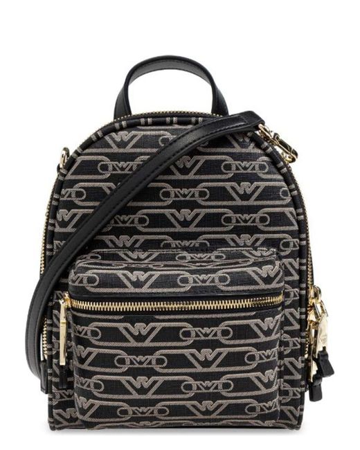 Emporio Armani Black Allover Logo Backpack
