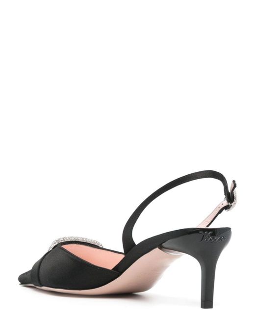 Roger Vivier Black Dorsay Satin Slingback Pumps