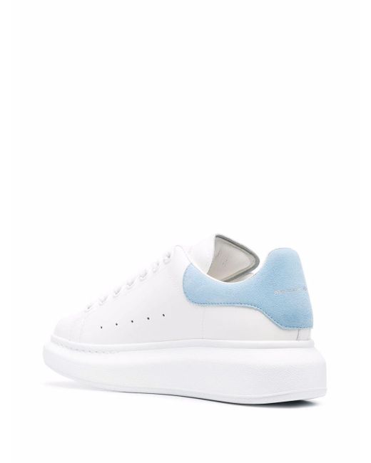 Alexander McQueen White Sneakers With Light Blue Spoiler | Lyst