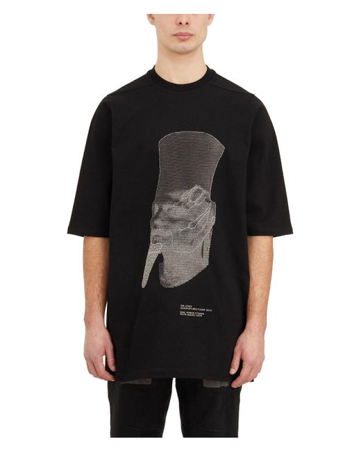 Rick Owens Black T-Shirt Ricamata Ron Jumbo for men