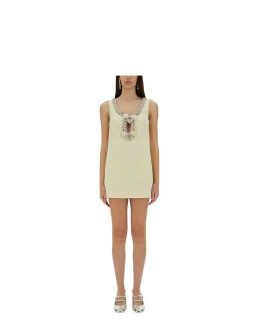 Self-Portrait Natural Crepe Bow Detail Mini Dress