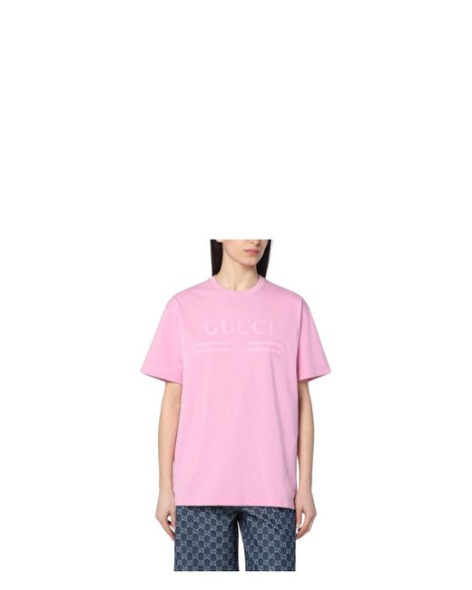 Gucci Pink Logo Cotton T-Shirt