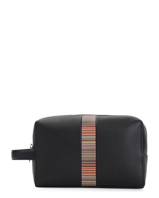 Paul Smith Black Signature Stripe Leather Beauty-Case for men