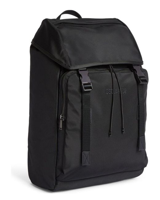 DSquared² Black Nylon Backpack for men