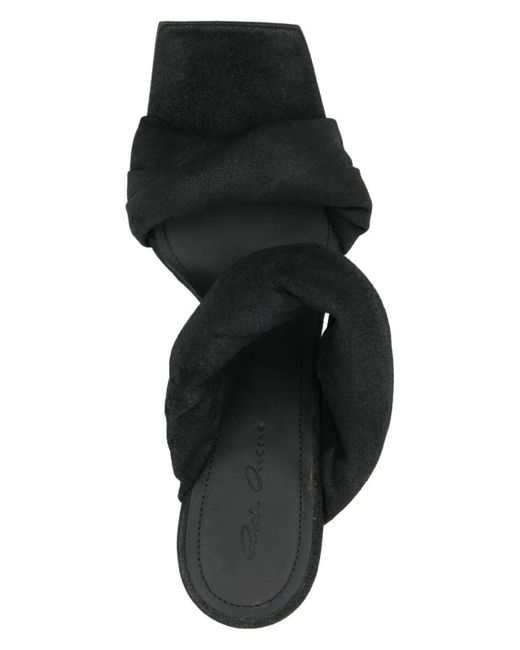 Rick Owens Black Twisted Cantilever 8 Leather Sandals
