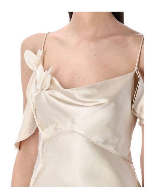 ワンピース SELF PORTRAIT SATIN FLOWER MINI DRESS CHAMPAGNE Champagne Flower Satin Mini Dress – self-portrait-US