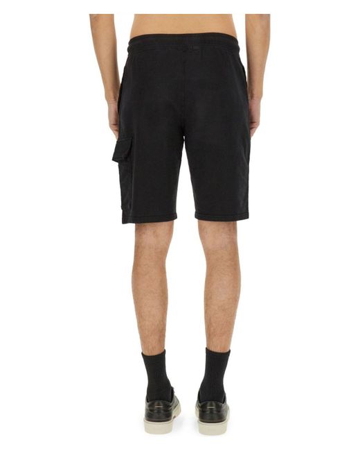 C P Company Black Bermuda Sweatshirt Shorts for men