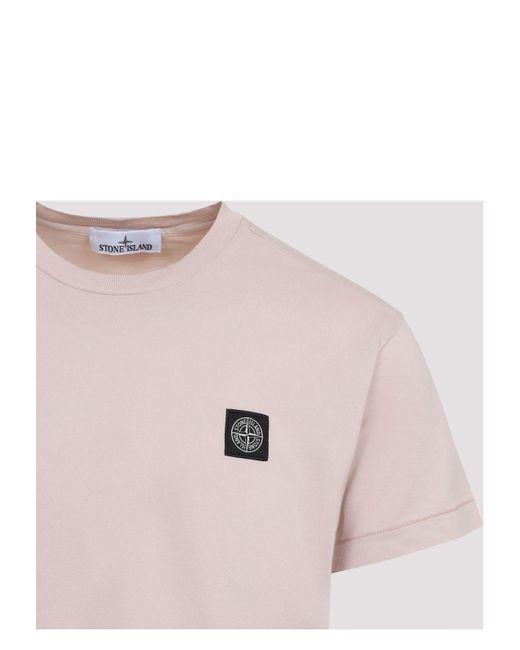 Stone Island Pink Cotton T-Shirt for men