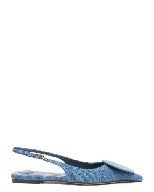 Jacquemus Blue Cotton Slingback Ballet Flats
