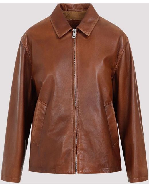 Prada Brown Lamb Leather Jacket