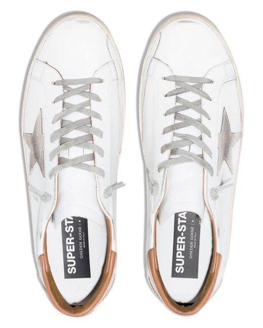 Golden Goose Deluxe Brand White Super-Star Leather Upper And Heel Suede Star And Heel Sneaker for men