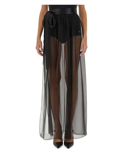 Dolce & Gabbana Brown Silk Chiffon Long Skirt