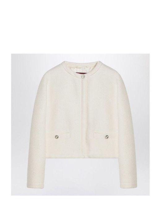 Gucci White Chalk-Coloured Bouclé Wool Jacket