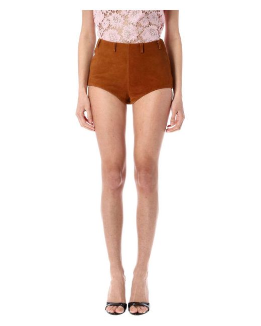 Self-Portrait Brown Suede Short