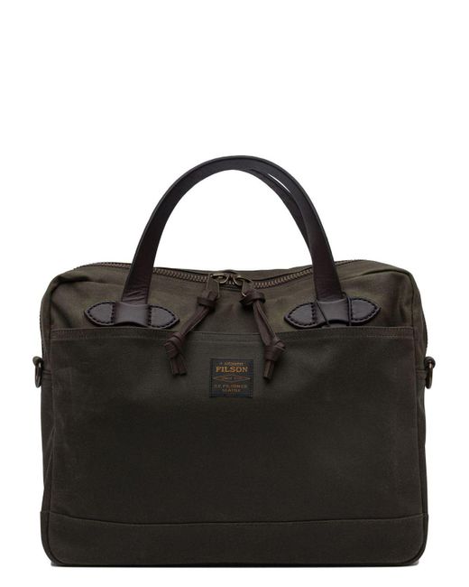 Filson Black Tin Cloth Compact Briefcase for men