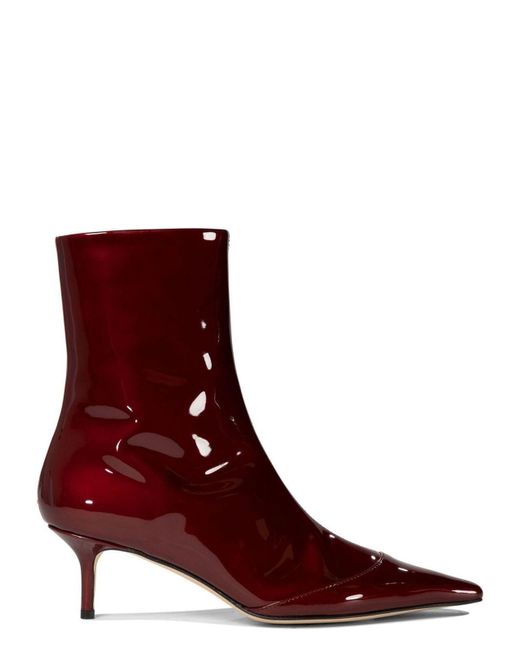 Aeyde Red "Roe" Patent Leather Ankle Boots
