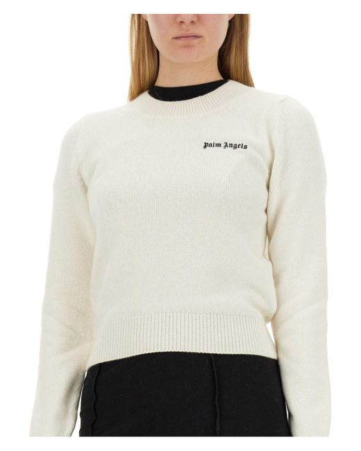 Palm Angels White Jersey With Logo