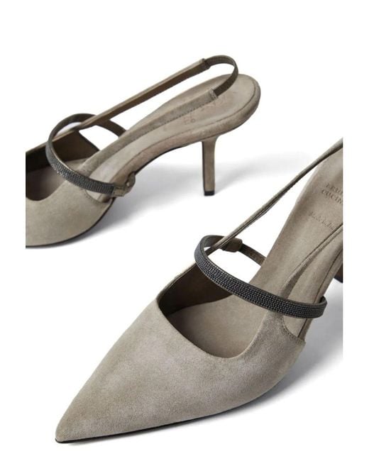 Brunello Cucinelli White Pointed Sling-Back Sandal