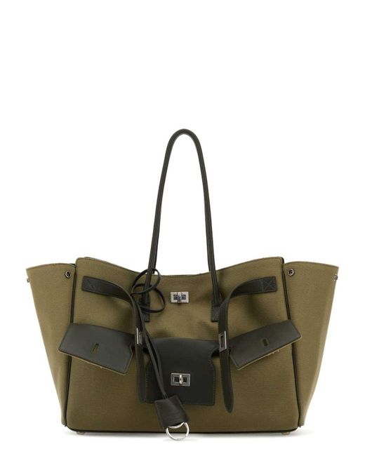 トートバッグ Balenciaga Army Green Canvas Carry All Bel Air Shopping Bag Balenciaga Army Canvas Medium Carry All Bel Air Handbag in
