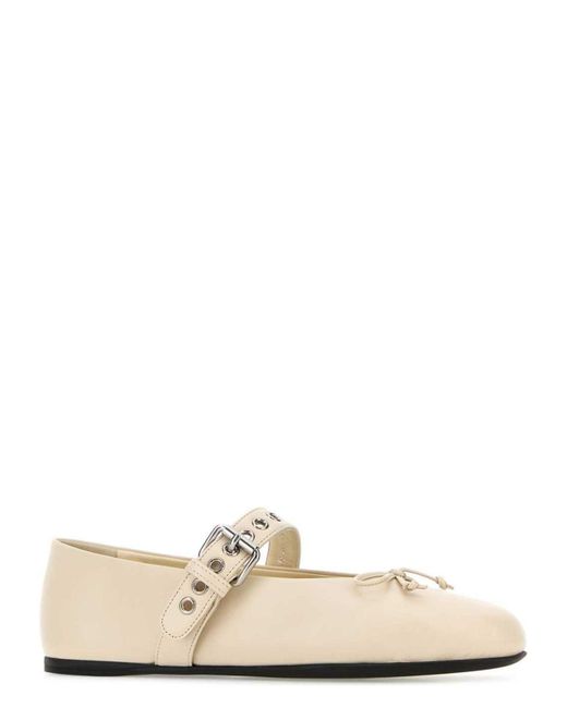Miu Miu White Ivory Leather Ballerinas