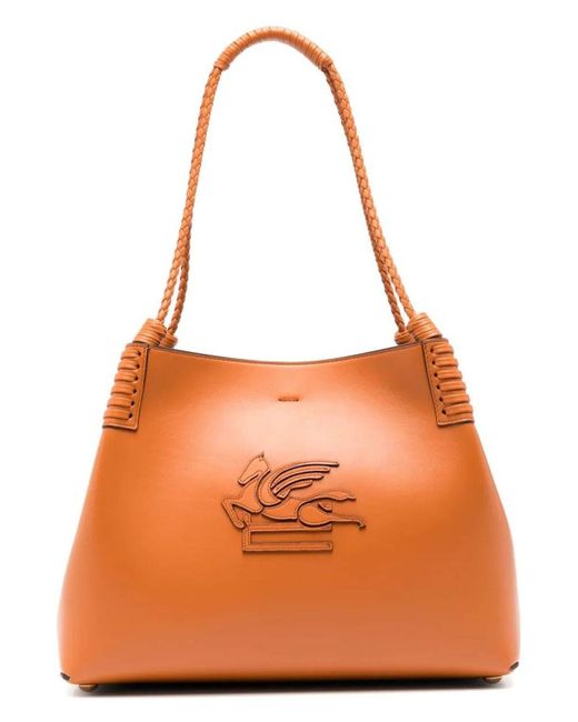 Etro Orange Small Libra Tote Bag