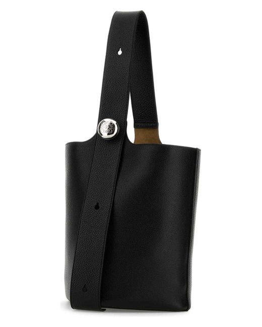 Loewe Black Leather Large Pebble Bucket Bag
