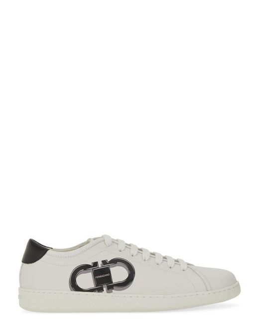 Ferragamo White Double Gancini Sneakers for men