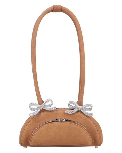 Self-Portrait Brown Curved Mini Shoulder Bag