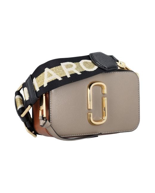 Marc Jacobs Logo Strap Snapshot Small Camera Bag Leather Cement Multicolor, Camera Bag
