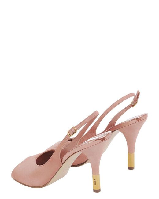 Chloé Pink Heeled Flower Sandal