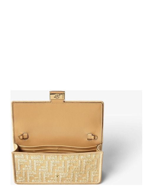 【FENDI】WALLET ON CHAIN PAGLIA FF/VITE◆8M0498AV23 Fendi Wallet On Chain Paglia Ff/Vite in Natural | Lyst