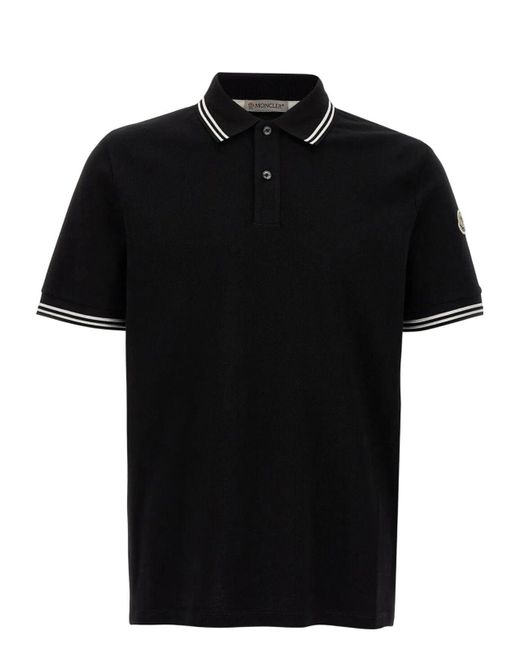 Moncler Black Ss Polo T-Shirt for men