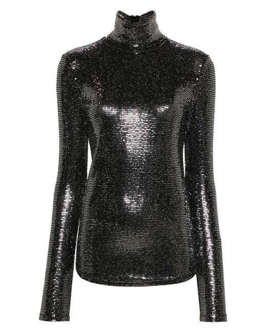 Isabel Marant Black Joyela Shiny High-Neck Top